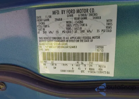 2009 Ford Explorer Xlt z USA, uszkodzony, nr VIN 1FMEU73E09UA12483